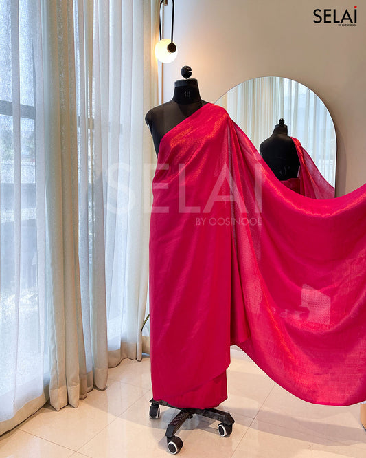 Semi Silk Saree (Rani Pink)