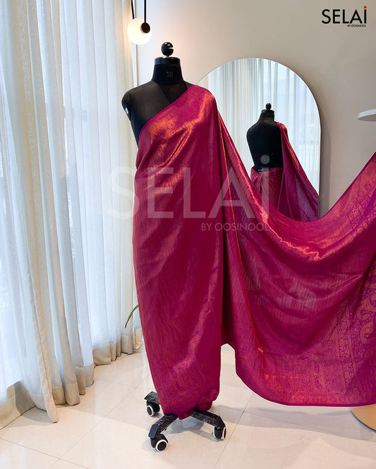 Semi Silk Saree (Rose Pink)