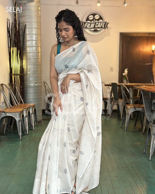 Chanderi Cotton with digital print peacock
